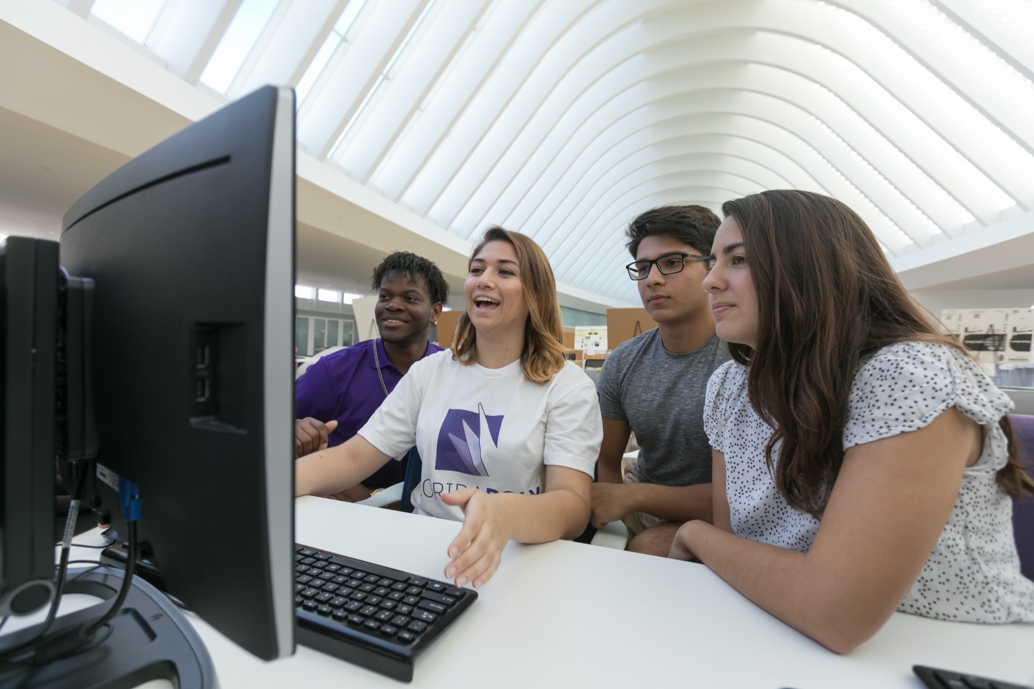 students working at a computer